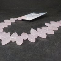 Pink Pressed Glass Leaf Beads 6x11mm Blue Moon Beads