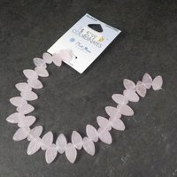 Pink Pressed Glass Leaf Beads 6x11mm Blue Moon Beads