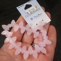 Pink Pressed Glass Leaf Beads 6x11mm Blue Moon Beads
