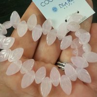 Pink Pressed Glass Leaf Beads 6x11mm Blue Moon Beads