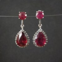 Estate Sterling Ruby White Topaz Earrings
