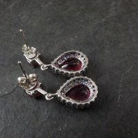 Estate Sterling Ruby White Topaz Earrings