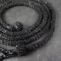 Antique Black Soft Jet Beaded Necklace, Art Deco, ca 1900 to 1920s, Victorian Mourning 42 Inches