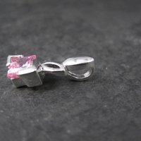 Tiny Sterling Silver Pink Cubic Zirconia Pendant