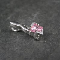 Tiny Sterling Silver Pink Cubic Zirconia Pendant