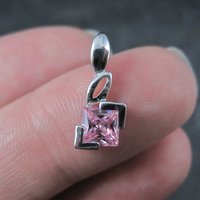 Tiny Sterling Silver Pink Cubic Zirconia Pendant