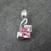 Tiny Sterling Silver Pink Cubic Zirconia Pendant