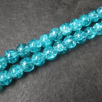 6mm Round Blue Glass Crackle Beads 14" Bead Strand