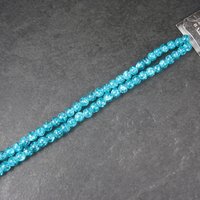 6mm Round Blue Glass Crackle Beads 14" Bead Strand
