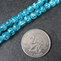 6mm Round Blue Glass Crackle Beads 14" Bead Strand