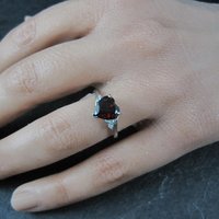 Vintage Sterling Silver Garnet Heart Ring Size 5.5