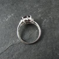 Vintage Sterling Silver Garnet Heart Ring Size 5.5