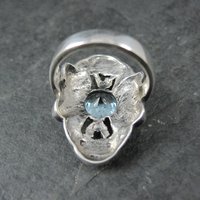 Ornate Estate Sterling 18K Blue Topaz Ring Size 7