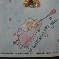 1998 Guardian Angel Pin November Topaz Birthstone Crystal New Old Stock