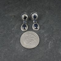 Estate Sterling Sapphire Earrings Silver Cocktail Earrings
