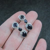 Estate Sterling Sapphire Earrings Silver Cocktail Earrings