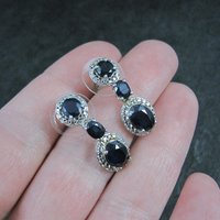 Estate Sterling Sapphire Earrings Silver Cocktail Earrings