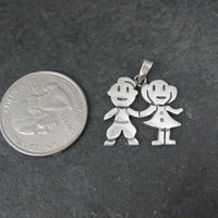 Sterling Boy & Girl Holding Hands Pendant Vintage Mexican Silver Children