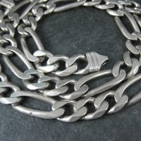 Vintage Italian Sterling Figaro Chain Necklace 22 Inches 10MM Wide