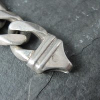Vintage Italian Sterling Figaro Chain Necklace 22 Inches 10MM Wide