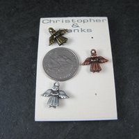 Set of 3 Copper Silver Gold Angel Lapel Pins New Old Stock 2001