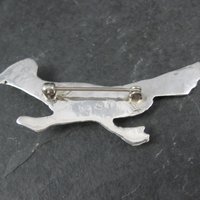 Vintage Sterling Native American Turquoise Roadrunner Brooch