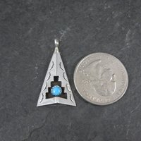 Turquoise Shadowbox Pendant Vintage Navajo Sterling Silver Signed New Old Stock