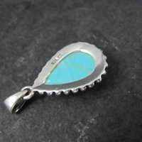 Sterling Block Turquoise Pendant Simple Silver
