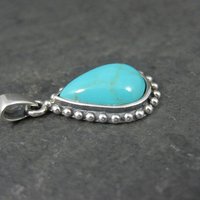 Sterling Block Turquoise Pendant Simple Silver