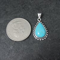 Sterling Block Turquoise Pendant Simple Silver