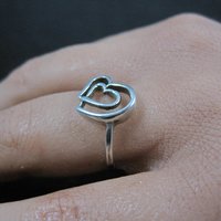 Vintage Sterling Double Heart Ring Size 6.5