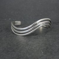 Vintage Wavy Cuff Bracelet 6.5 Inches Sterling Silver Estate Jewelry