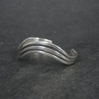 Vintage Wavy Cuff Bracelet 6.5 Inches Sterling Silver Estate Jewelry