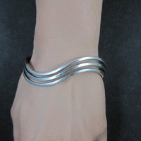 Vintage Wavy Cuff Bracelet 6.5 Inches Sterling Silver Estate Jewelry