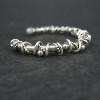Southwestern Brutalist Sterling Cuff Bracelet 5.5 Inches Wire Wrapped Twisted Silver