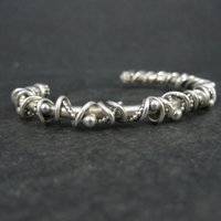 Southwestern Brutalist Sterling Cuff Bracelet 5.5 Inches Wire Wrapped Twisted Silver