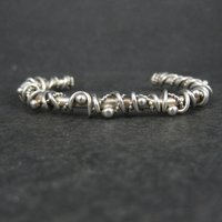 Southwestern Brutalist Sterling Cuff Bracelet 5.5 Inches Wire Wrapped Twisted Silver