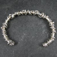 Southwestern Brutalist Sterling Cuff Bracelet 5.5 Inches Wire Wrapped Twisted Silver