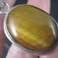 Vintage Sterling Tiger Eye Pendant Silver Estate Necklace