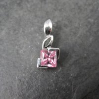 Tiny Sterling Silver Pink Cubic Zirconia Pendant