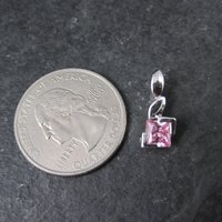 Tiny Sterling Silver Pink Cubic Zirconia Pendant