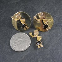 Vintage Reddy Kilowatt Gold Filled Jewelry Set Pin Earrings Balfour