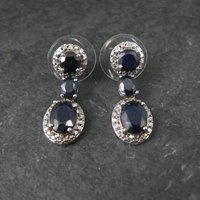 Estate Sterling Sapphire Earrings Silver Cocktail Earrings