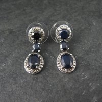 Estate Sterling Sapphire Earrings Silver Cocktail Earrings