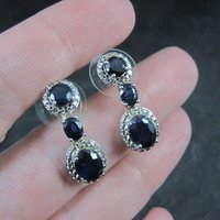 Estate Sterling Sapphire Earrings Silver Cocktail Earrings