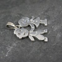 Sterling Boy & Girl Holding Hands Pendant Vintage Mexican Silver Children