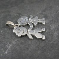 Sterling Boy & Girl Holding Hands Pendant Vintage Mexican Silver Children