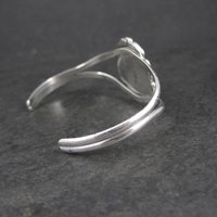 Southwestern Sterling Silver Inlaid Flower Cuff Bracelet 5.5 Inches