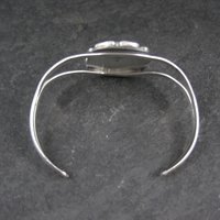 Southwestern Sterling Silver Inlaid Flower Cuff Bracelet 5.5 Inches