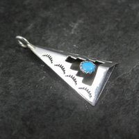 Turquoise Shadowbox Pendant Vintage Navajo Sterling Silver Signed New Old Stock